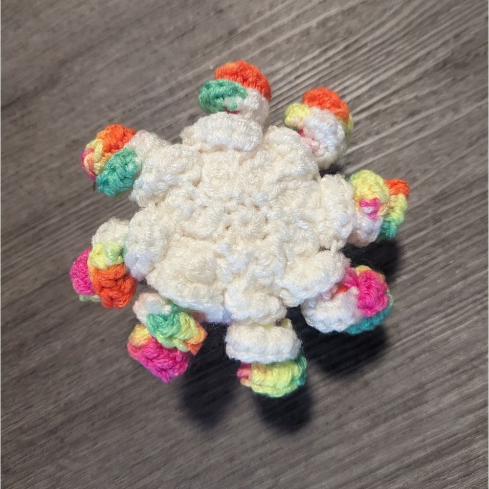 Handmade Crochet Rainbow White Octopus - Picture 2 of 4